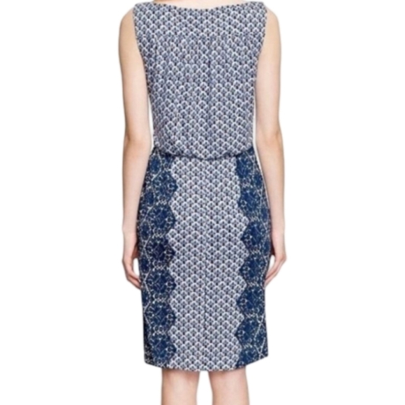 TORY BURCH Porter Dress | Size Small | Blue Geometric Print - Picture 6 of 14